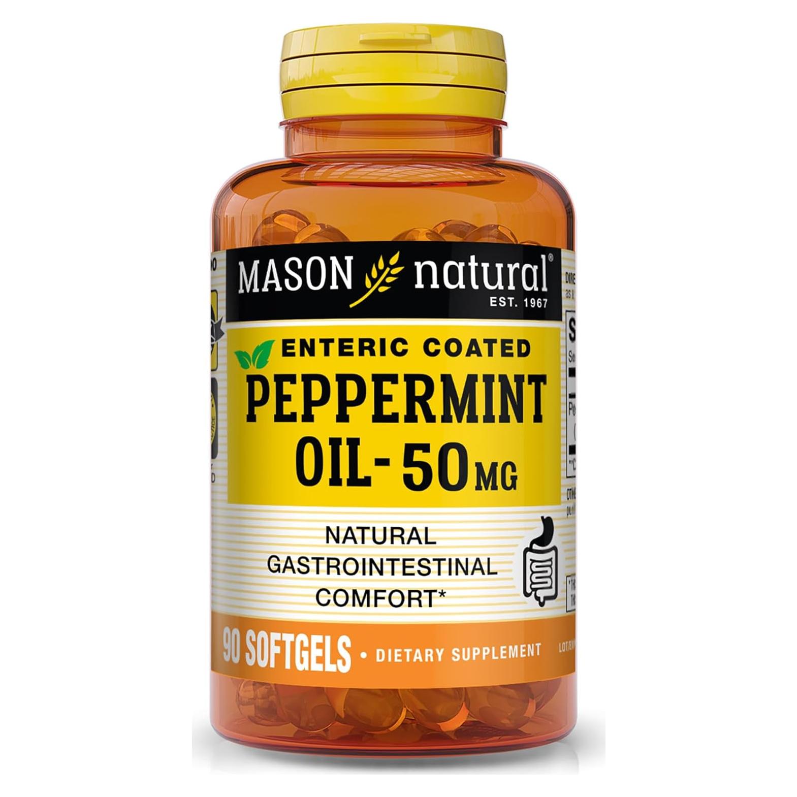 Suplemento Digestivo Aceite de Menta Mason Natural 50 mg - 90 Gelatinas Blandas