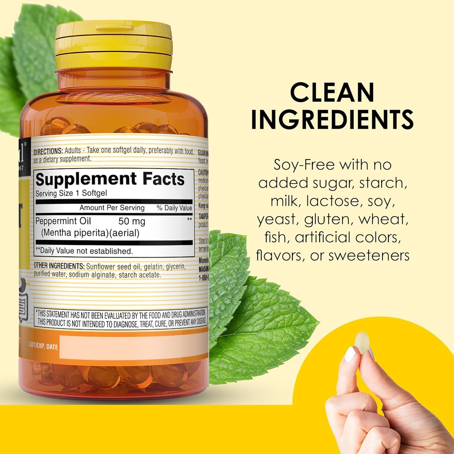 Suplemento Digestivo Aceite de Menta Mason Natural 50 mg - 90 Gelatinas Blandas