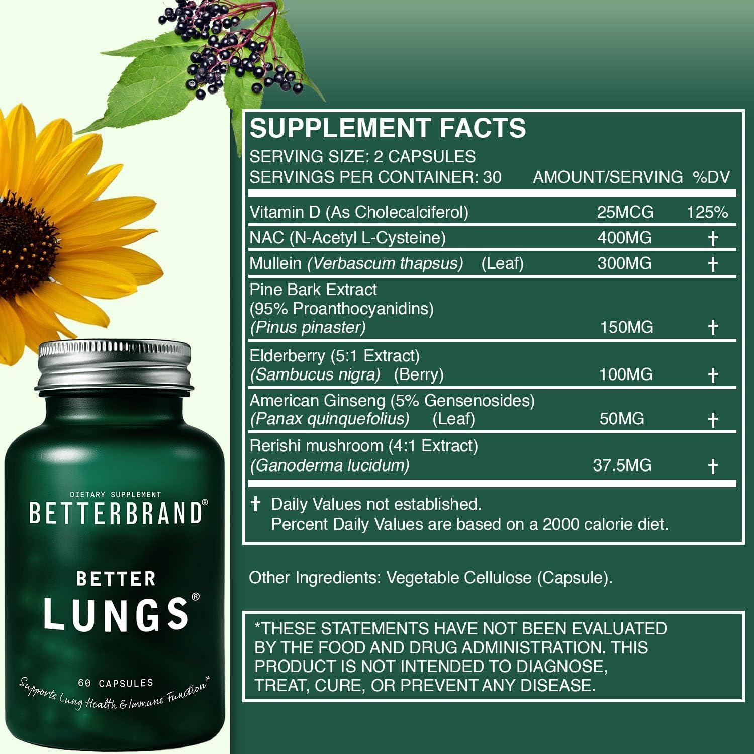 Suplemento Respiratorio Betterbrand BetterLungs 60 Cápsulas