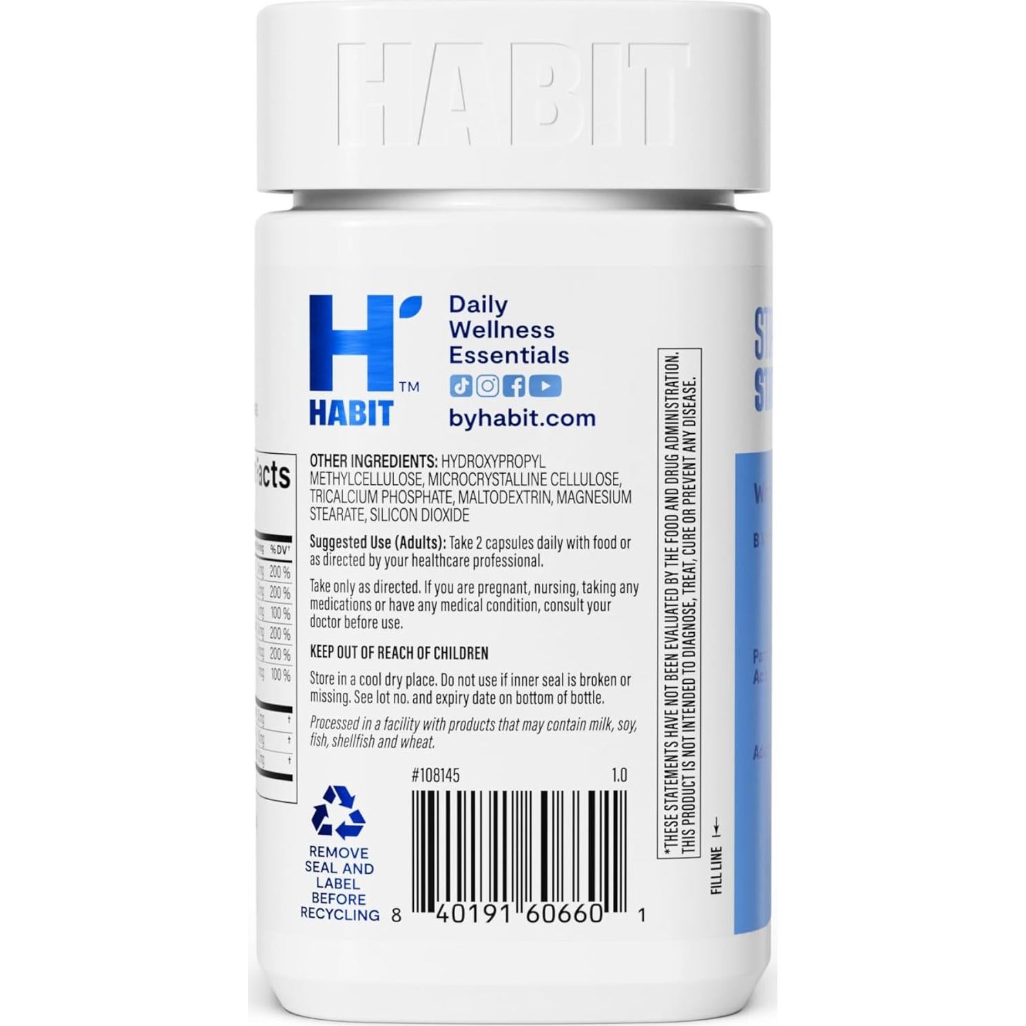 Suplemento Alivio del Estrés HABIT 60 Cápsulas Veganas