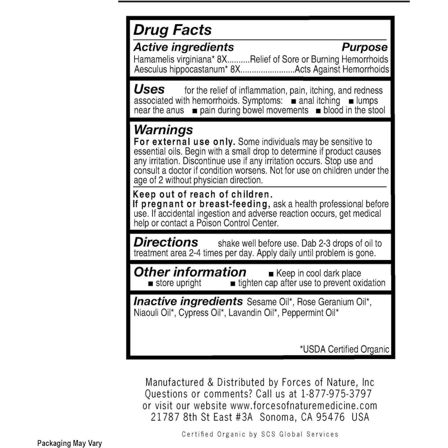 Control de Hemorroides Extra Fuerte Forces of Nature 5ml