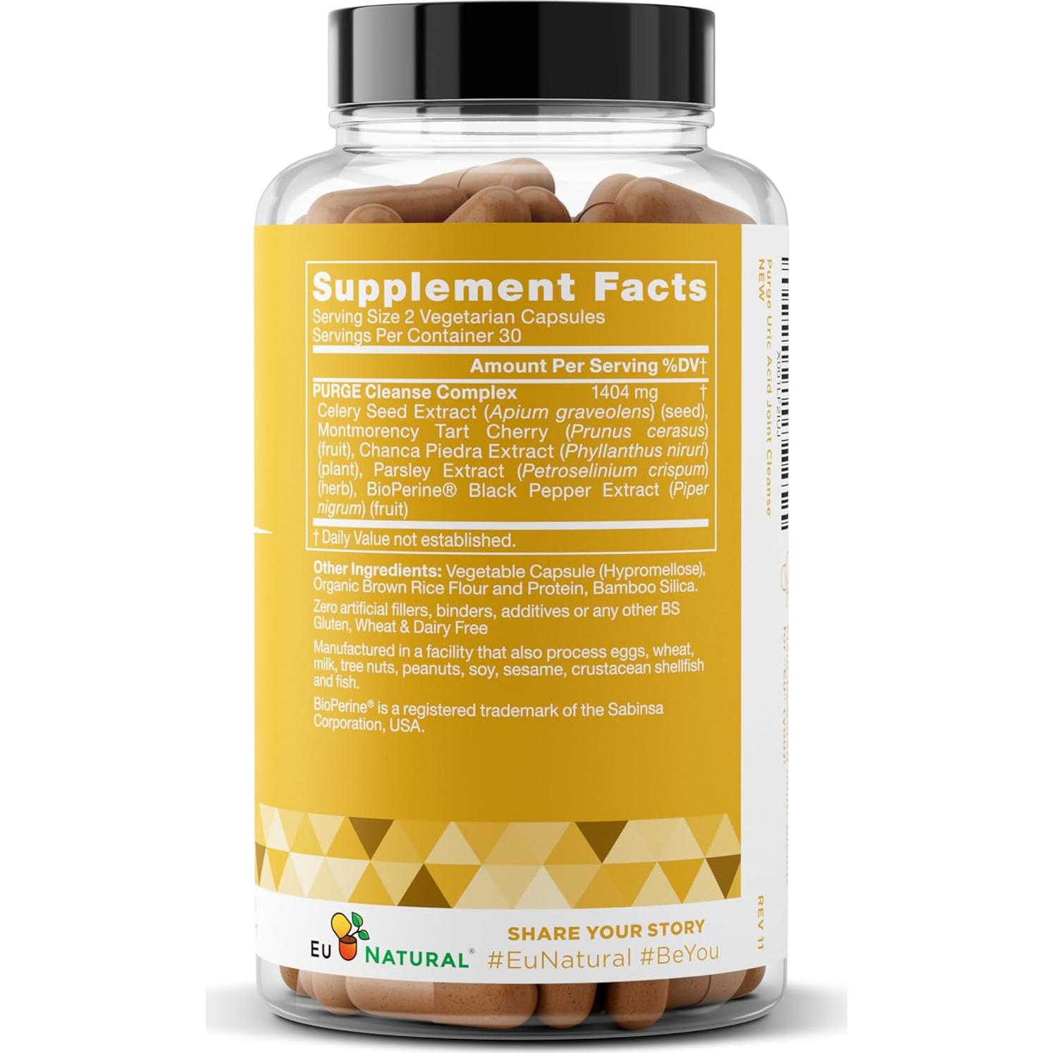 Purge! Suplemento de Ácido Úrico - 60 Cápsulas Veganas