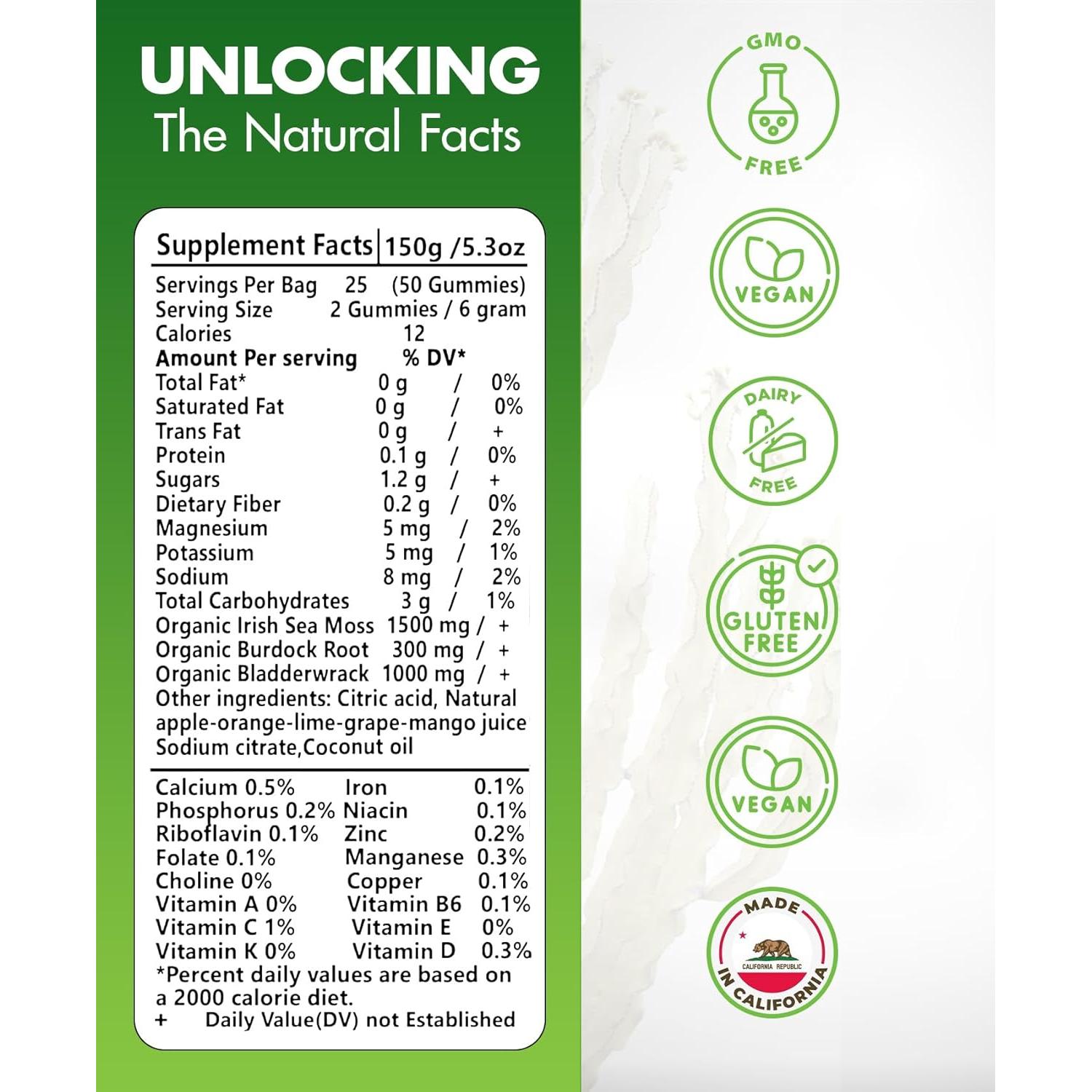 Gomitas de Musgo Marino BIO VITALICA - Veganas y Sin Gluten - 50 Unidades