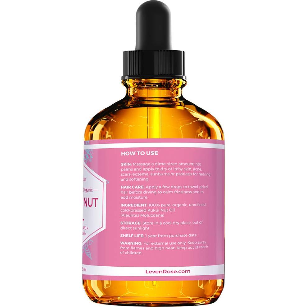 Leven Rose Aceite de Nuez Kukui 118 ml - Hidratante Facial y Capilar