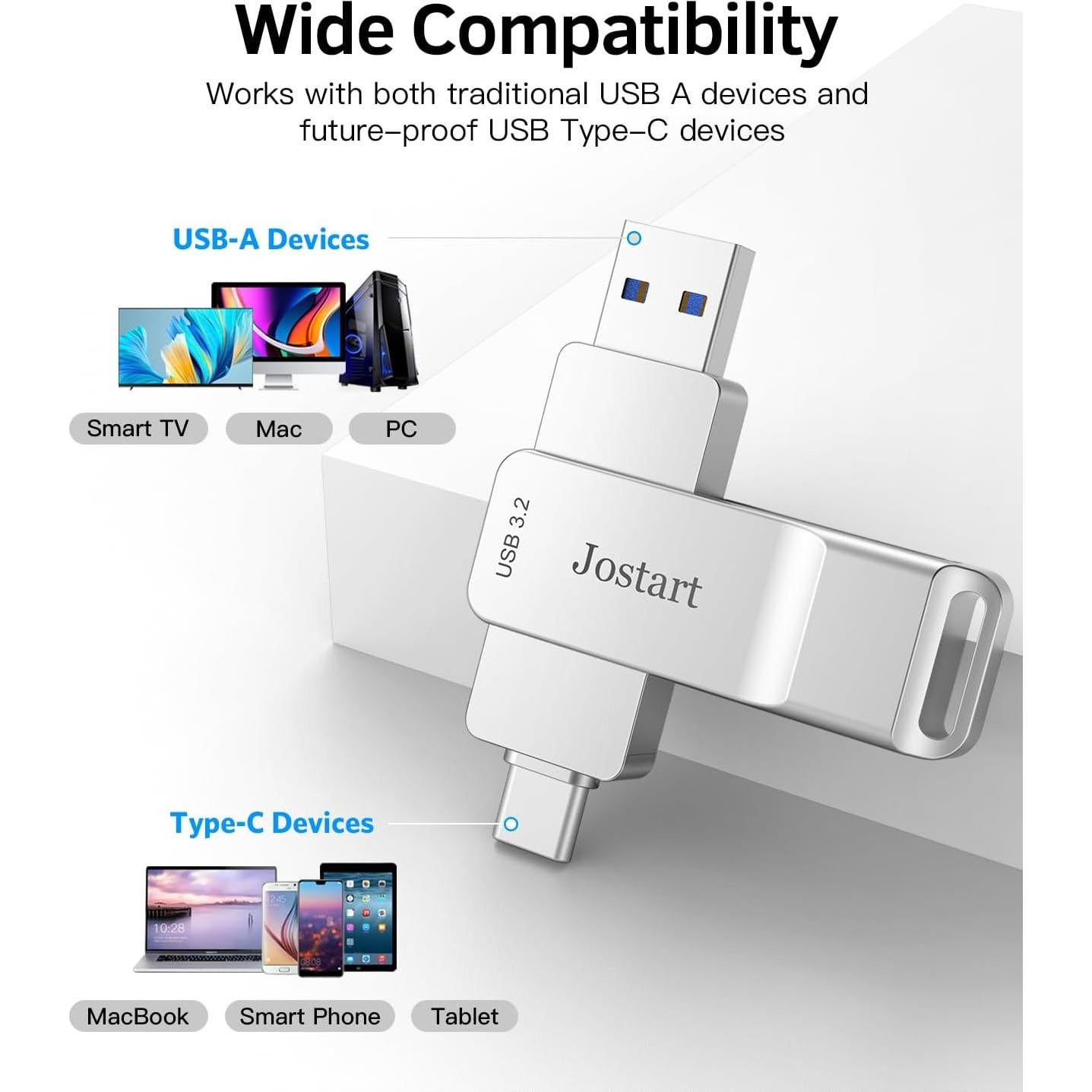 Unidad Flash USB C JOSTART 256GB 500MB/s Doble Interfaz