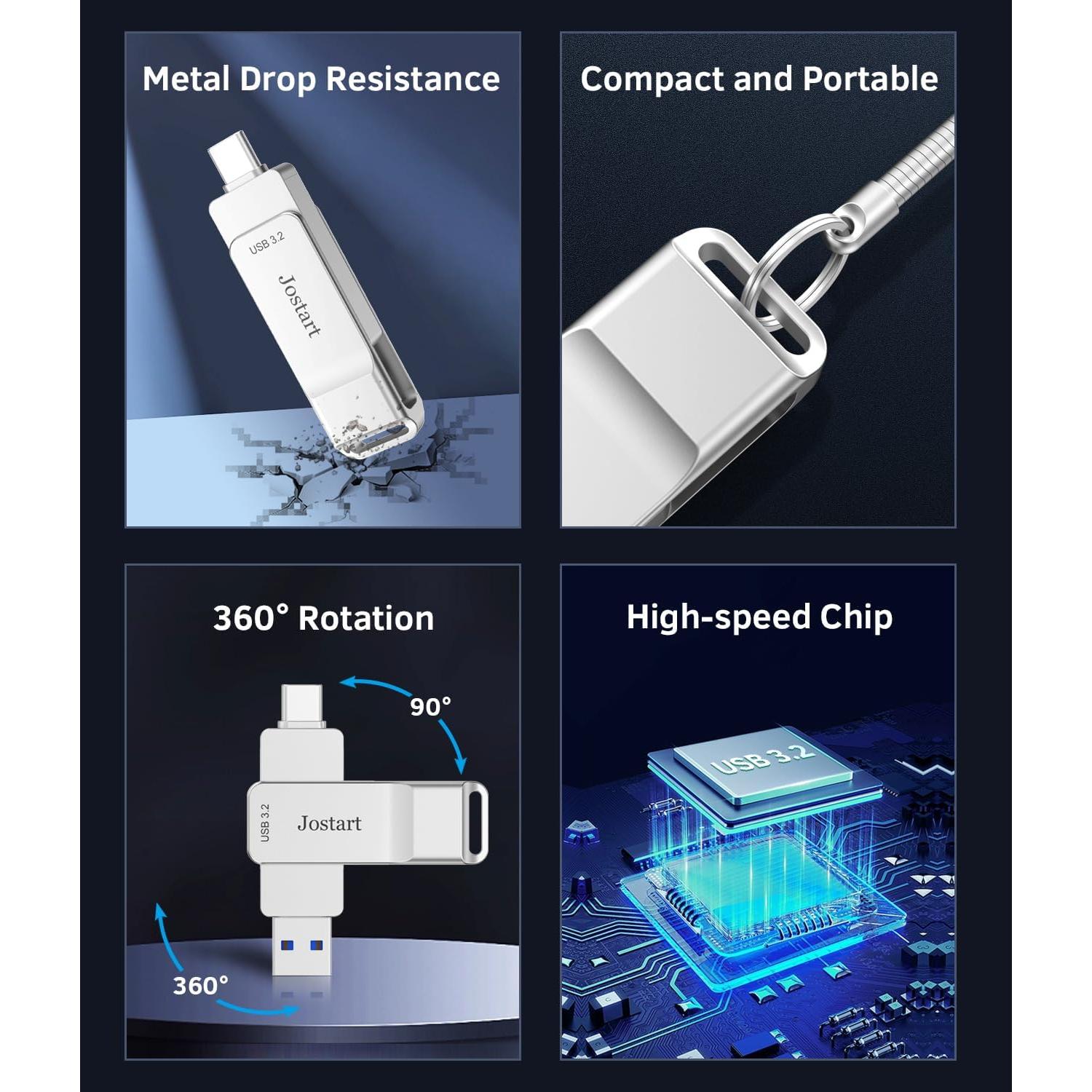 Unidad Flash USB C JOSTART 256GB 500MB/s Doble Interfaz