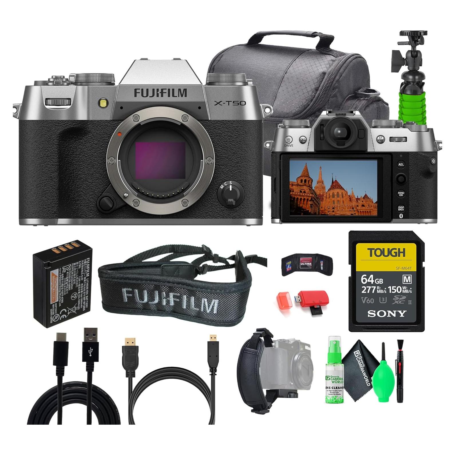 Cámara Digital Sin Espejo Fujifilm X-T50 Plata + Accesorios