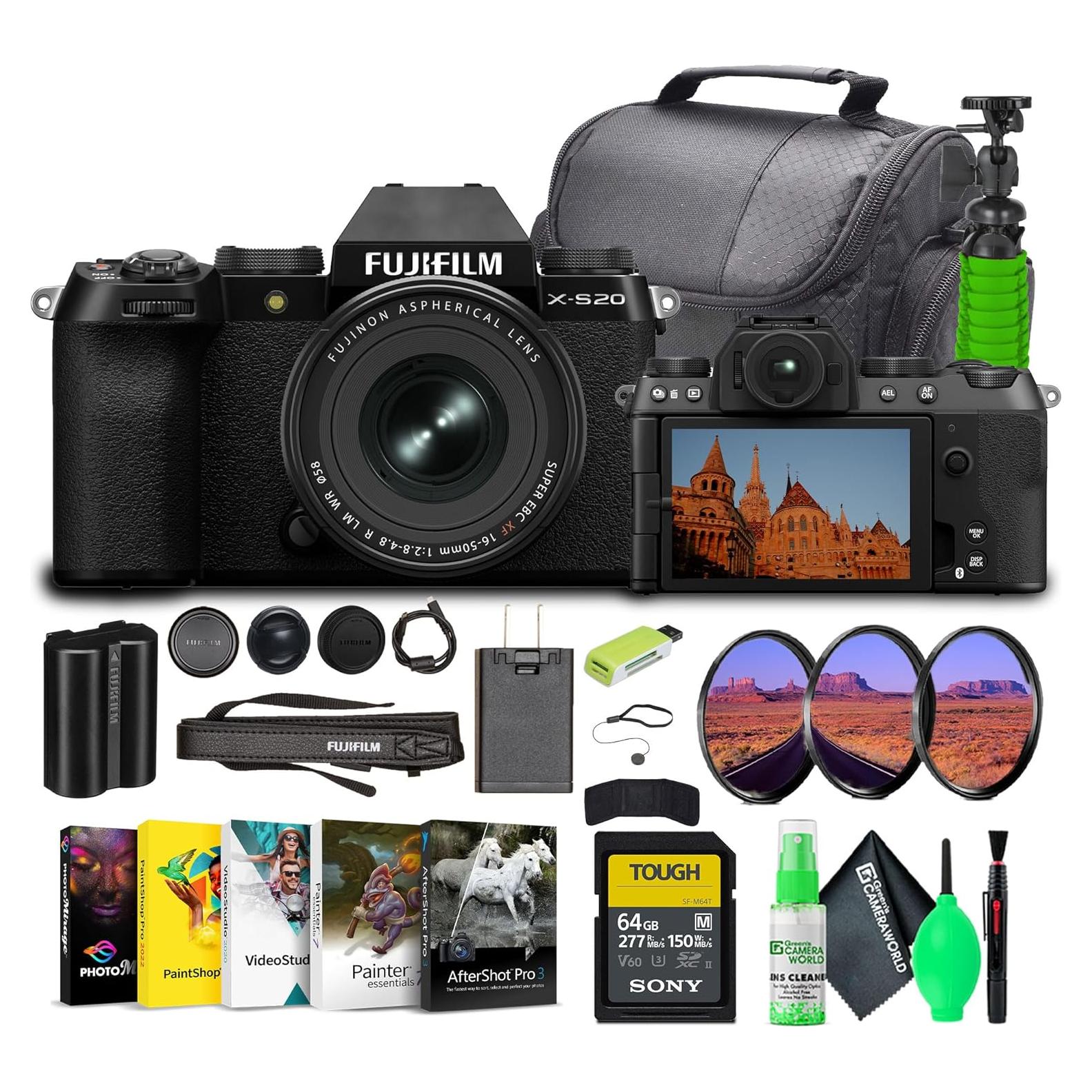 Cámara Mirrorless Fujifilm X-S20 con Lente XF 16-50mm y Accesorios