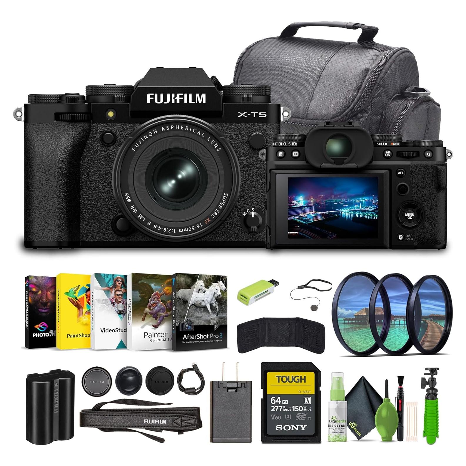 Cámara Digital Mirrorless Fujifilm X-T5 con Lente 16-50mm y Accesorios