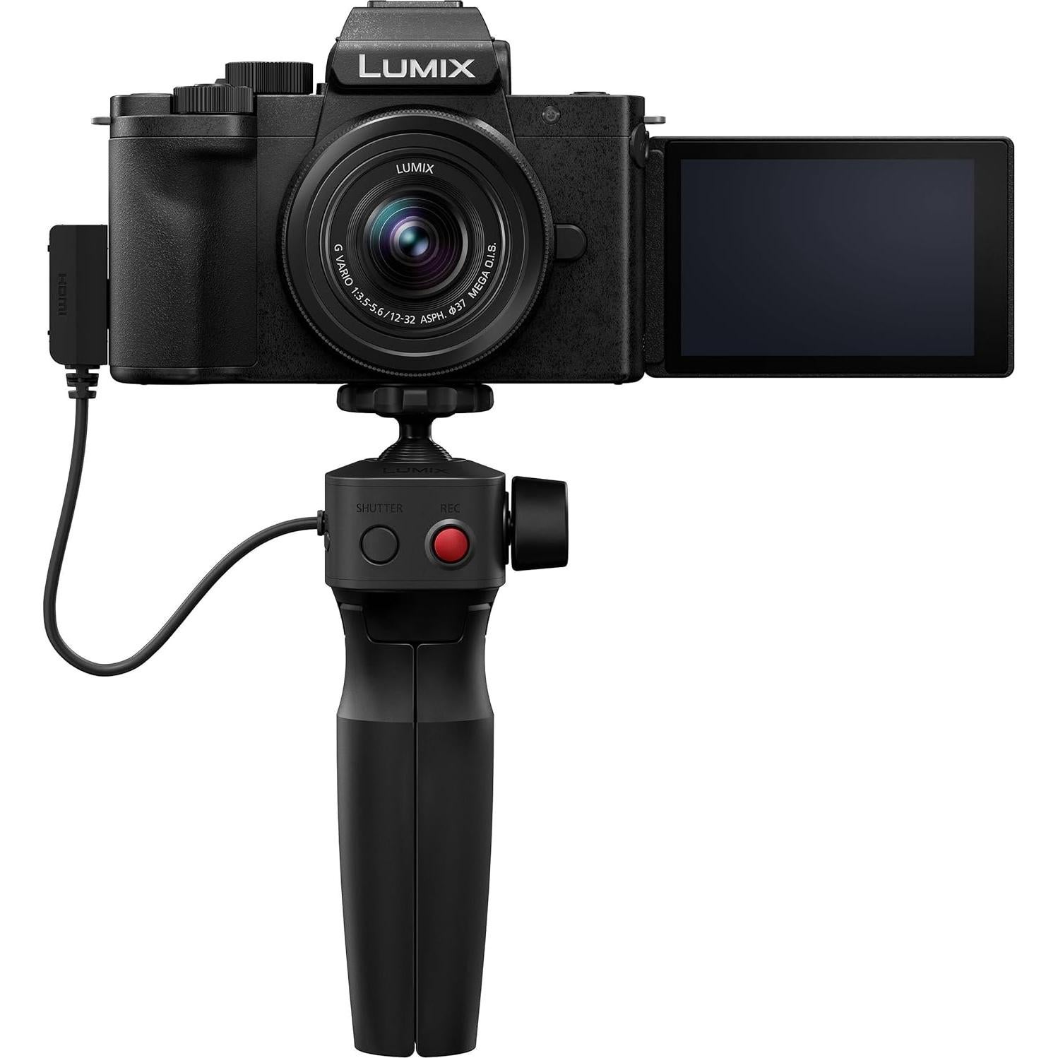 Panasonic Lumix G100D 4K Mirrorless Digital Vlogging Camera for Video, Photography with 12-32mm Lens and Tripod Grip, 20.3MP Micro Four Thirds, YouTube Vlogger Bundle with Accessories