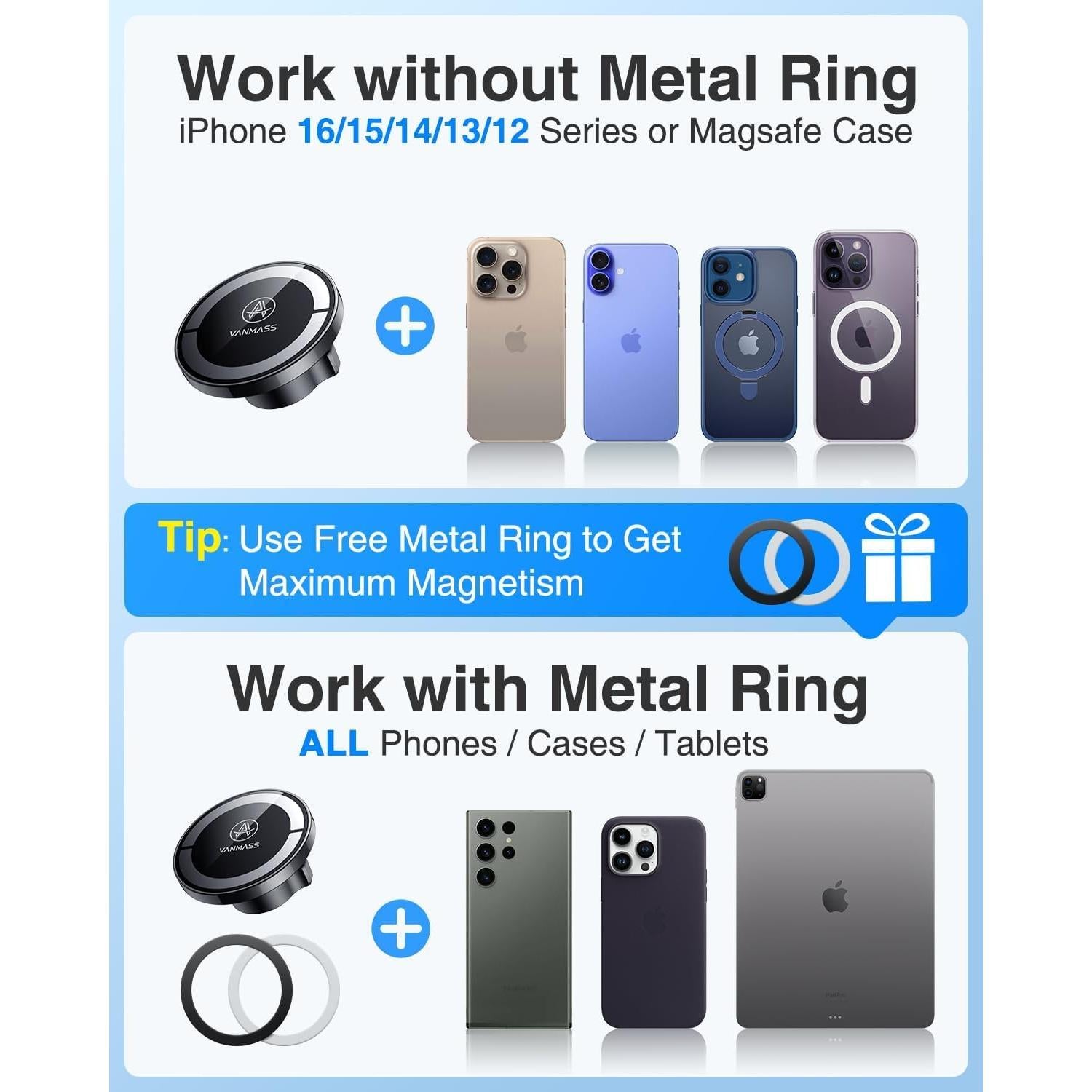 Soporte Magnético VANMASS para Teléfono de Coche 2025