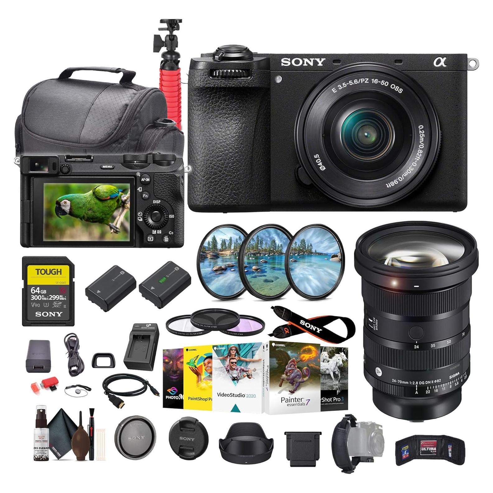 Cámara Sin Espejo Sony a6700 con Lente 16-50mm y Sigma 24-70mm