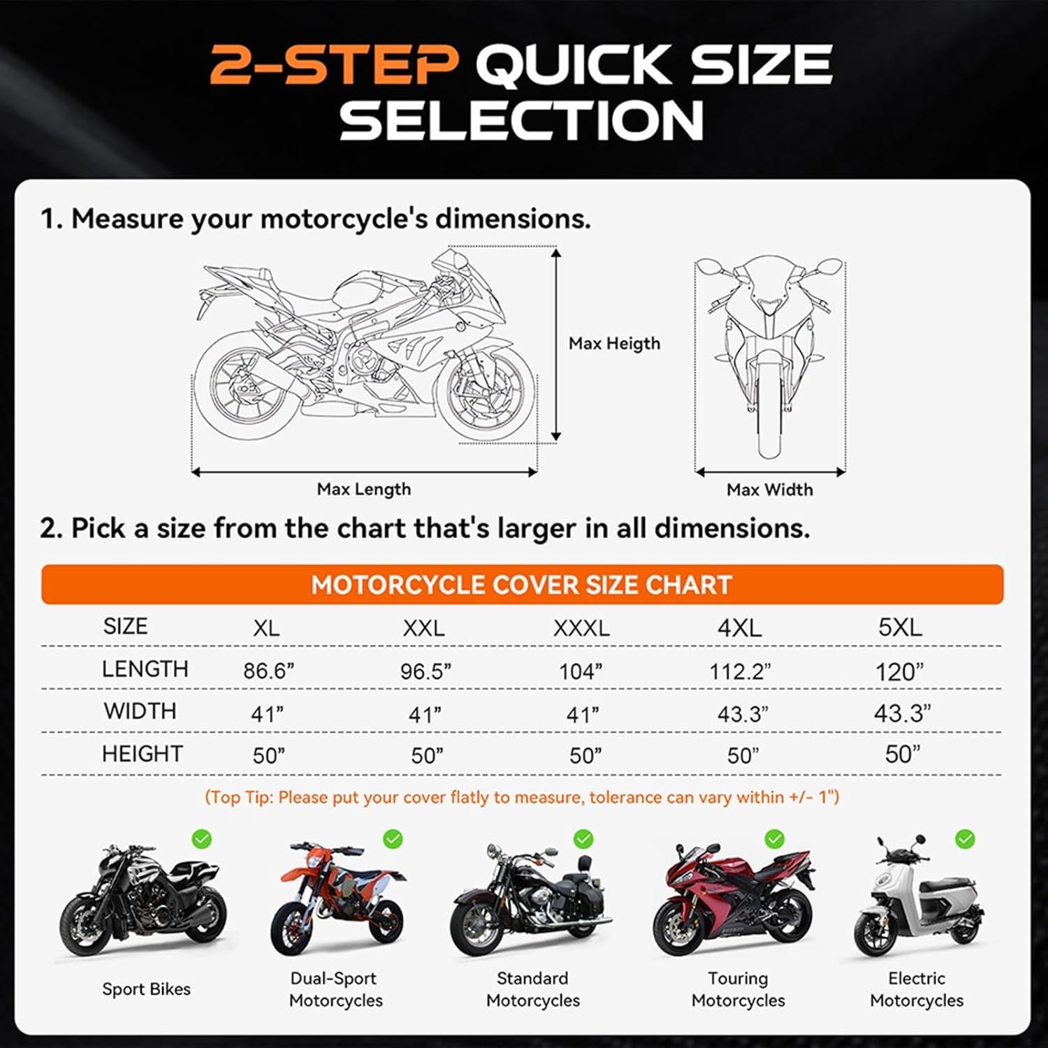 Funda para motocicleta TATATOO 4XL impermeable 284.6 cm