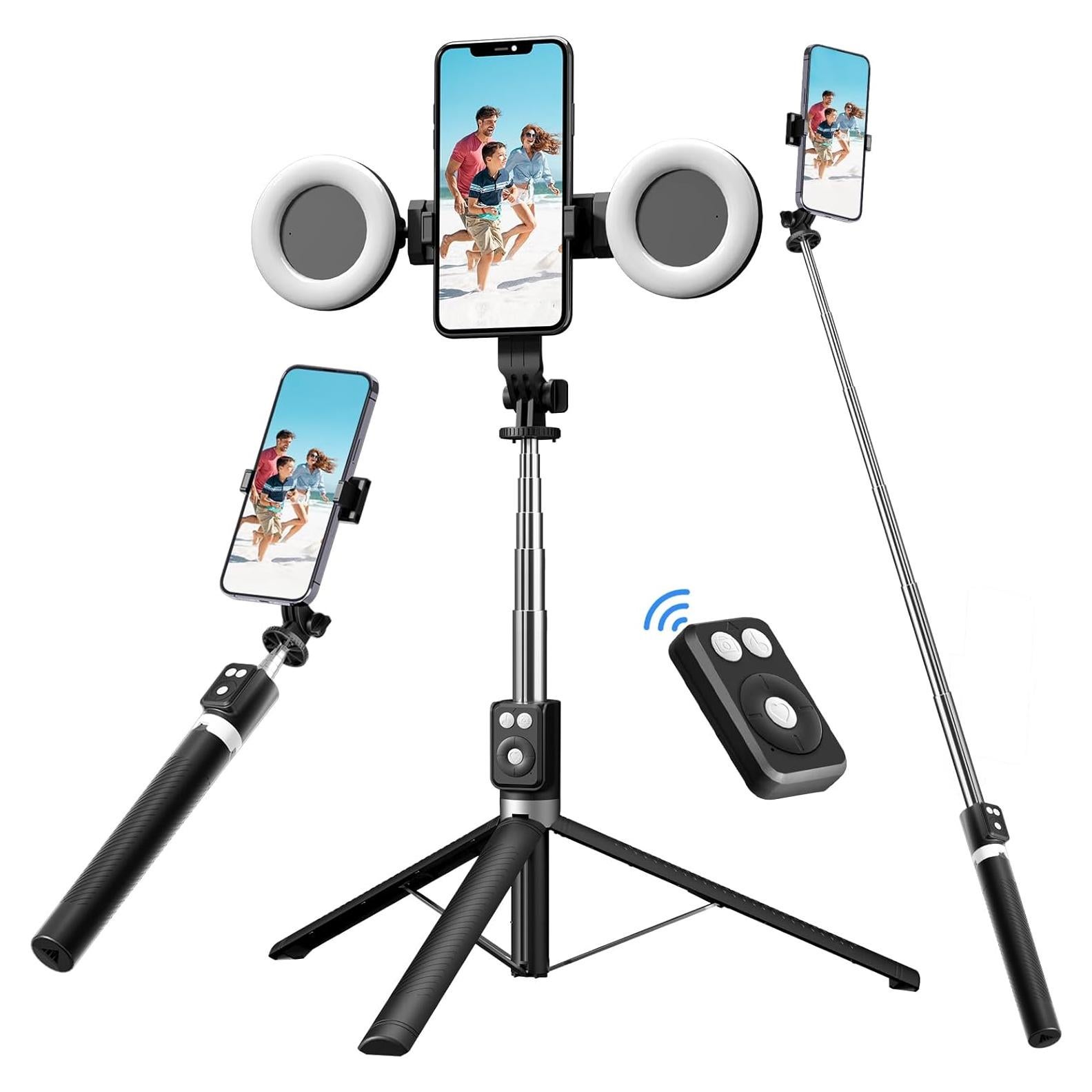 Trípode de Selfie Mouzakon con Luz LED y Control Remoto