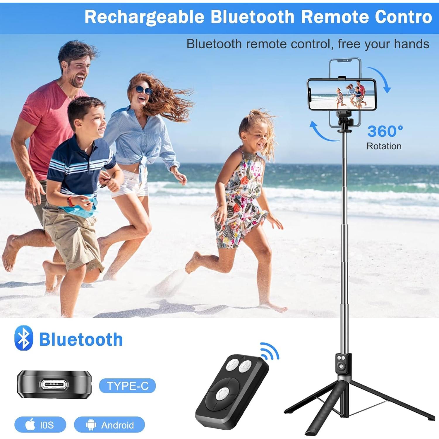 Trípode de Selfie Mouzakon con Luz LED y Control Remoto