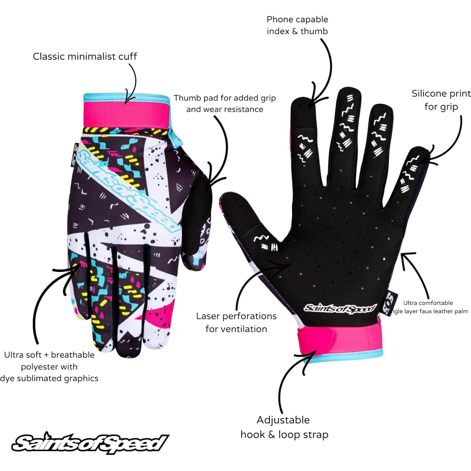 Guantes de Motocross Saints of Speed Retro, Medianos, Transpirables