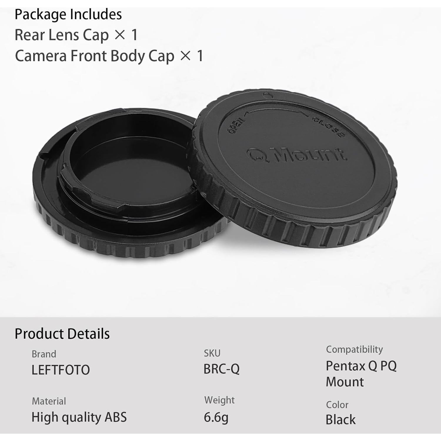 Kit de tapas para cámara Pentax Q PQ Mount - Tapa de cuerpo y lente