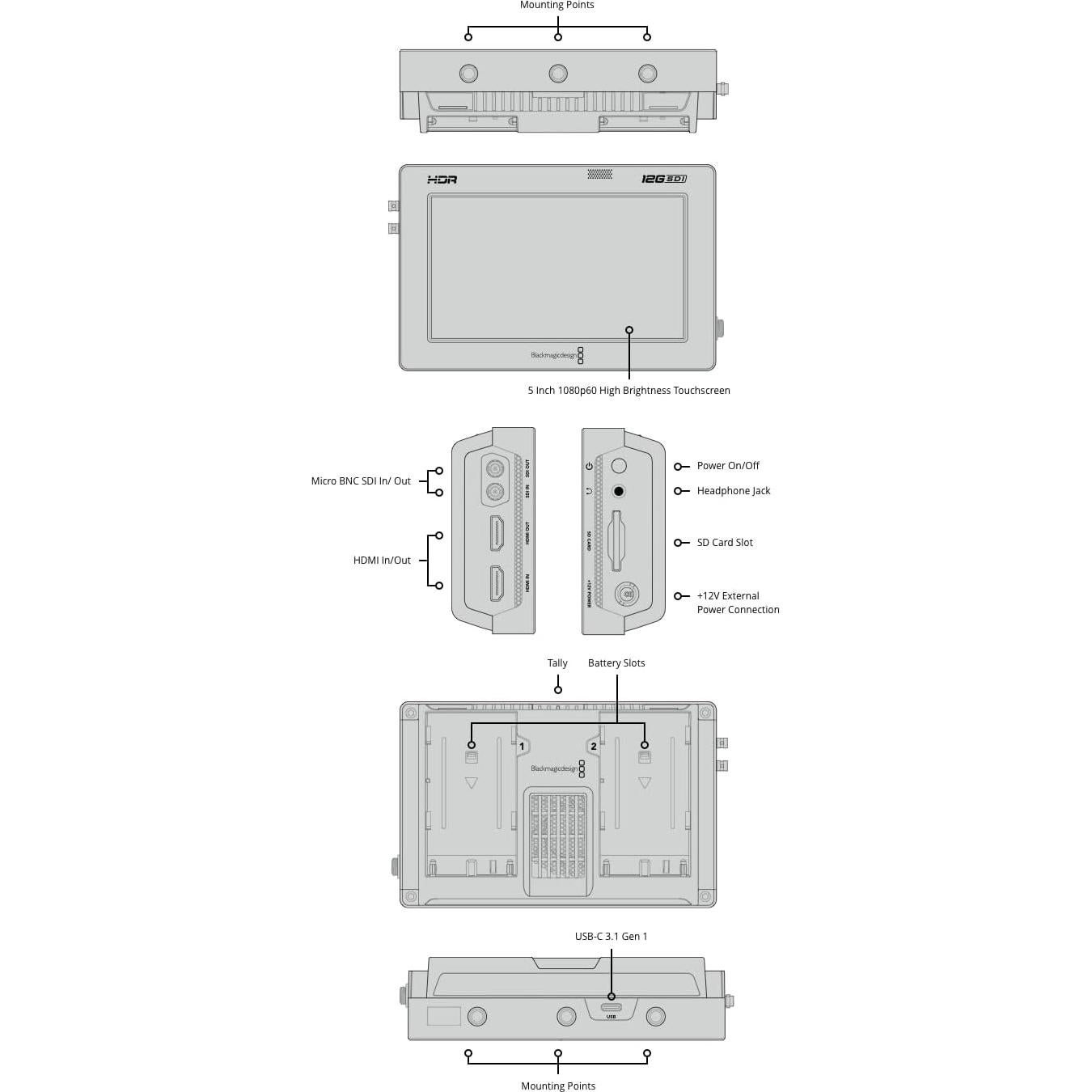 Monitor de Grabación Blackmagic Design Video Assist 5" HDR