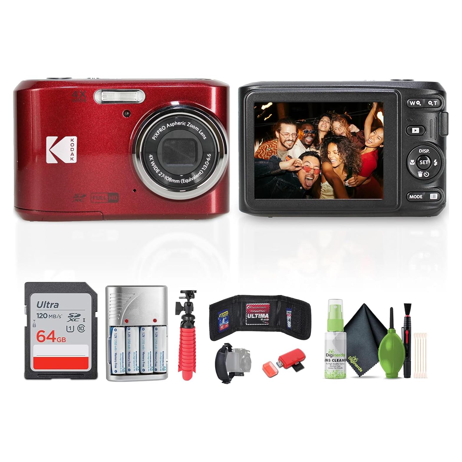 Cámara Digital Kodak Pixpro FZ45 Rojo 16MP Zoom 4x Paquete Completo