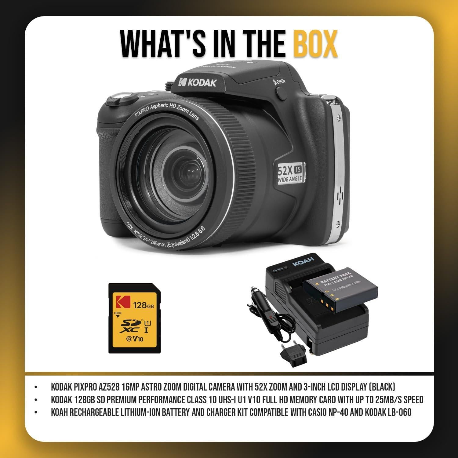 Cámara Digital Kodak PIXPRO AZ528 16MP 52x Zoom + 128GB SD