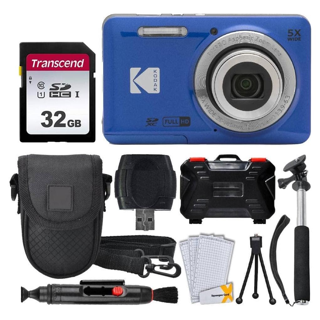 Cámara Digital Kodak PIXPRO FZ55 Azul + Accesorios Completo