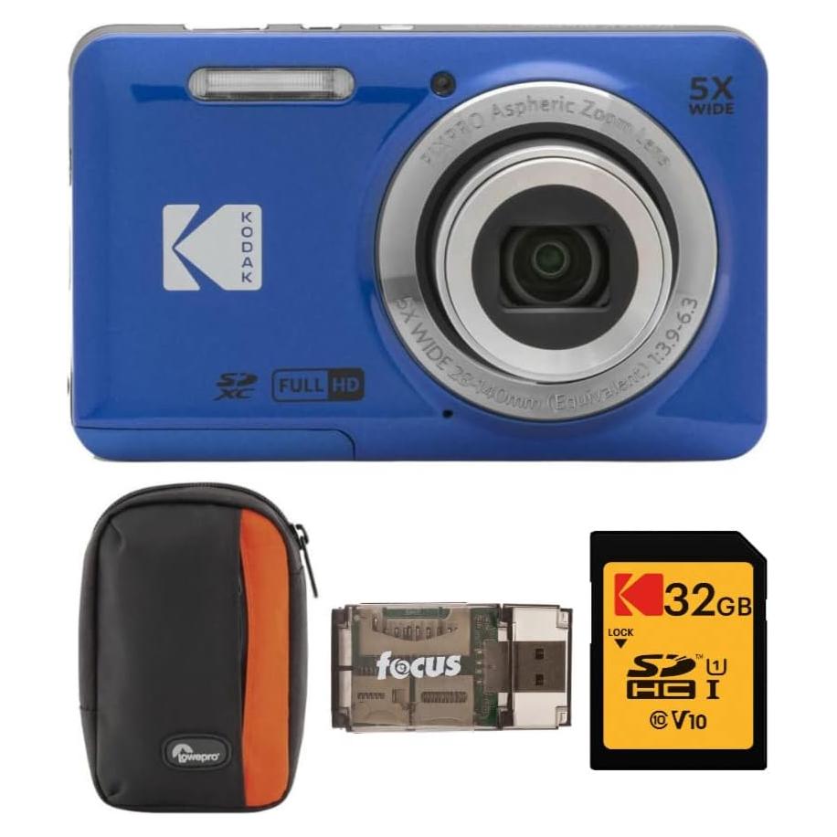 Cámara Digital Kodak PIXPRO FZ55 Azul + Funda + 32GB + Lector