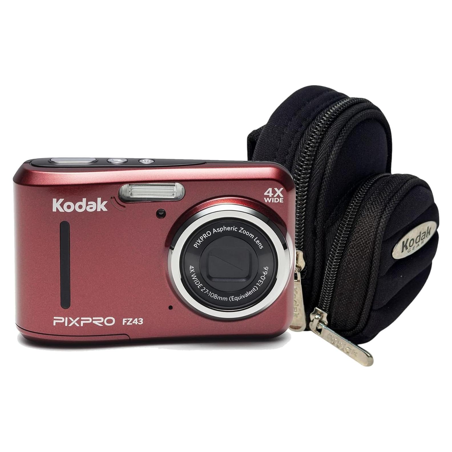 Cámara Digital KODAK PIXPRO FZ43 16 MP Rojo + Funda Resistente