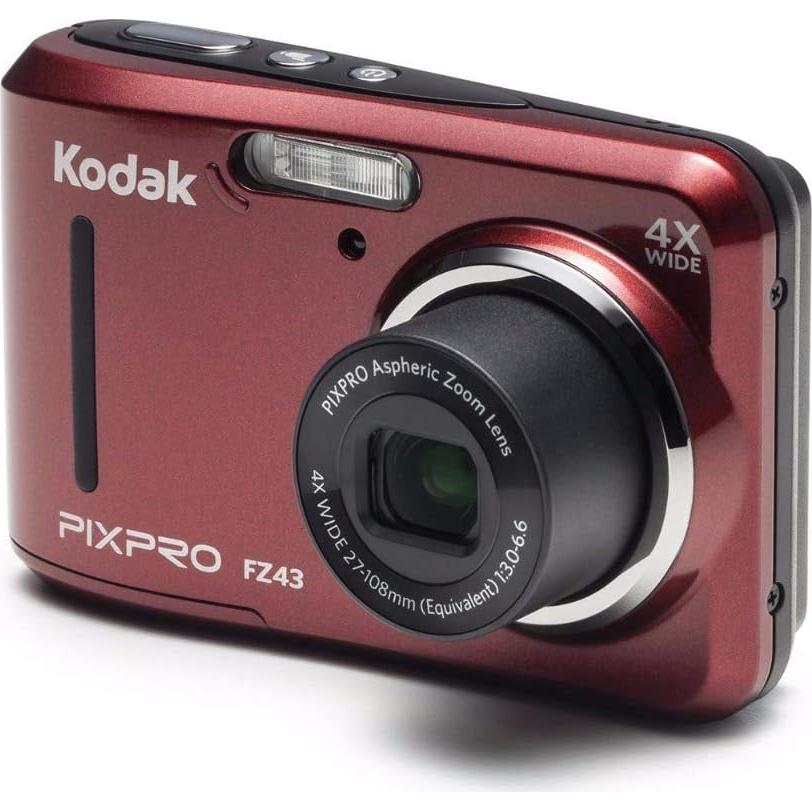 Cámara Digital KODAK PIXPRO FZ43 16 MP Rojo + Funda Resistente