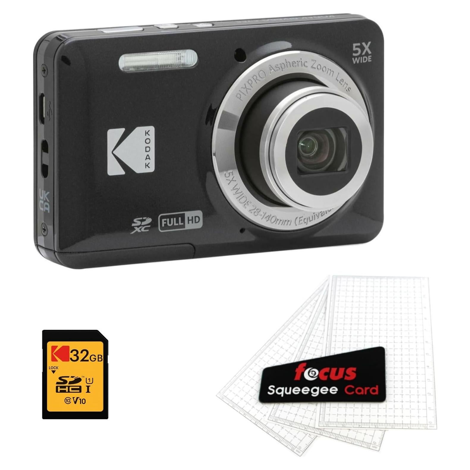 Cámara Digital Kodak PIXPRO FZ55 Negra + Tarjeta 32GB + Protectores