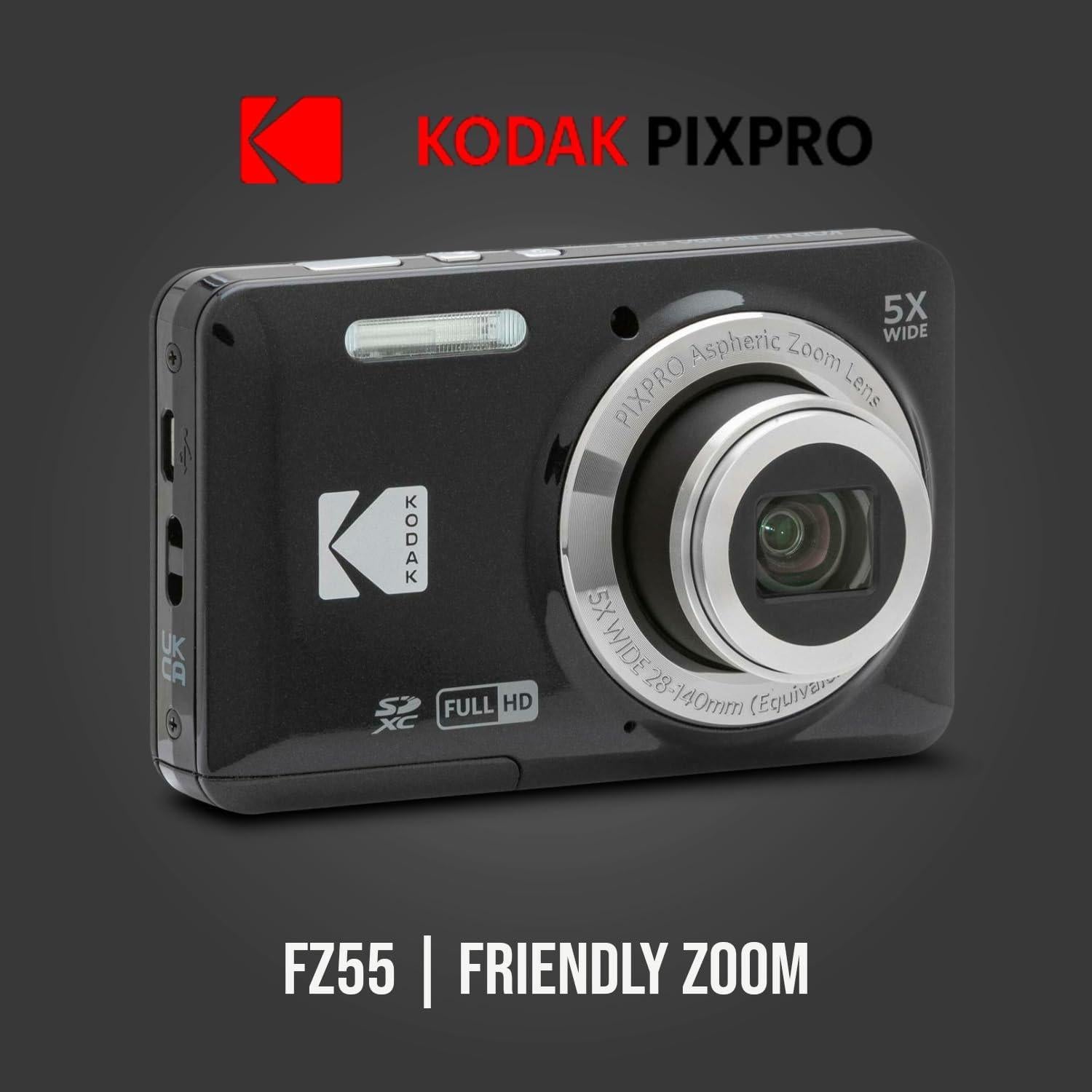 Cámara Digital Kodak PIXPRO FZ55 Negra + Tarjeta 32GB + Protectores