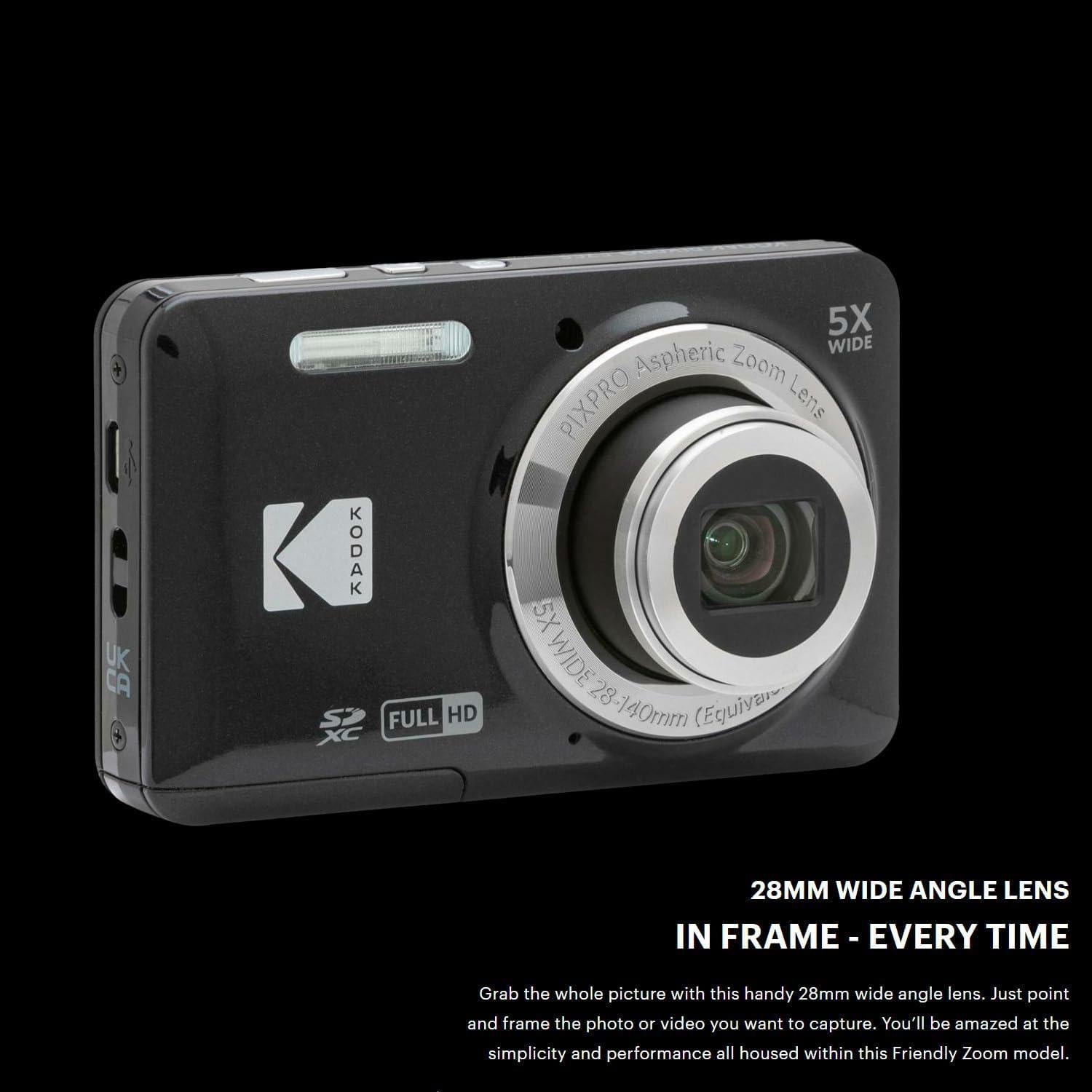 Cámara Digital Kodak PIXPRO FZ55 Negra + Tarjeta 32GB + Protectores