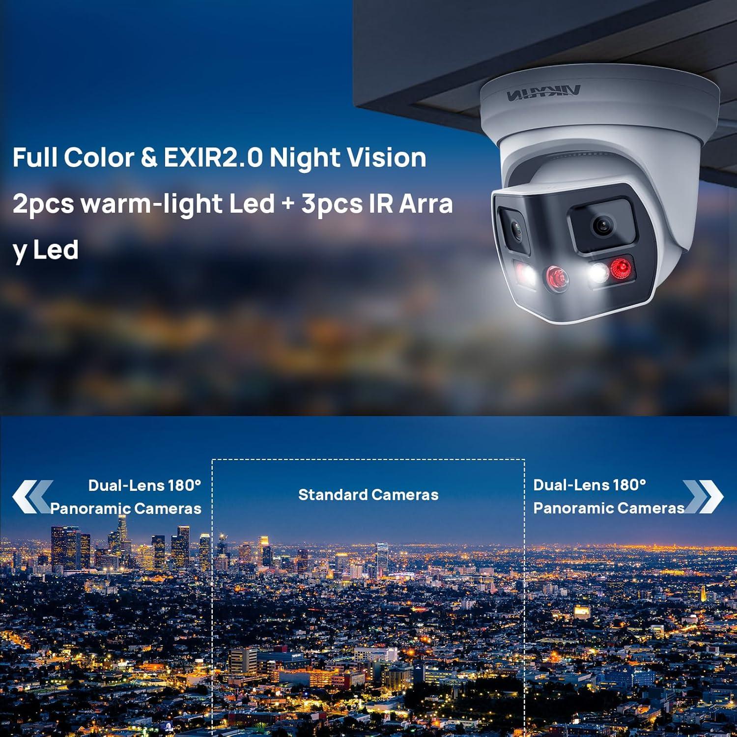 Cámara de Seguridad IP PoE VIKYLIN 8MP Doble Lente 180°