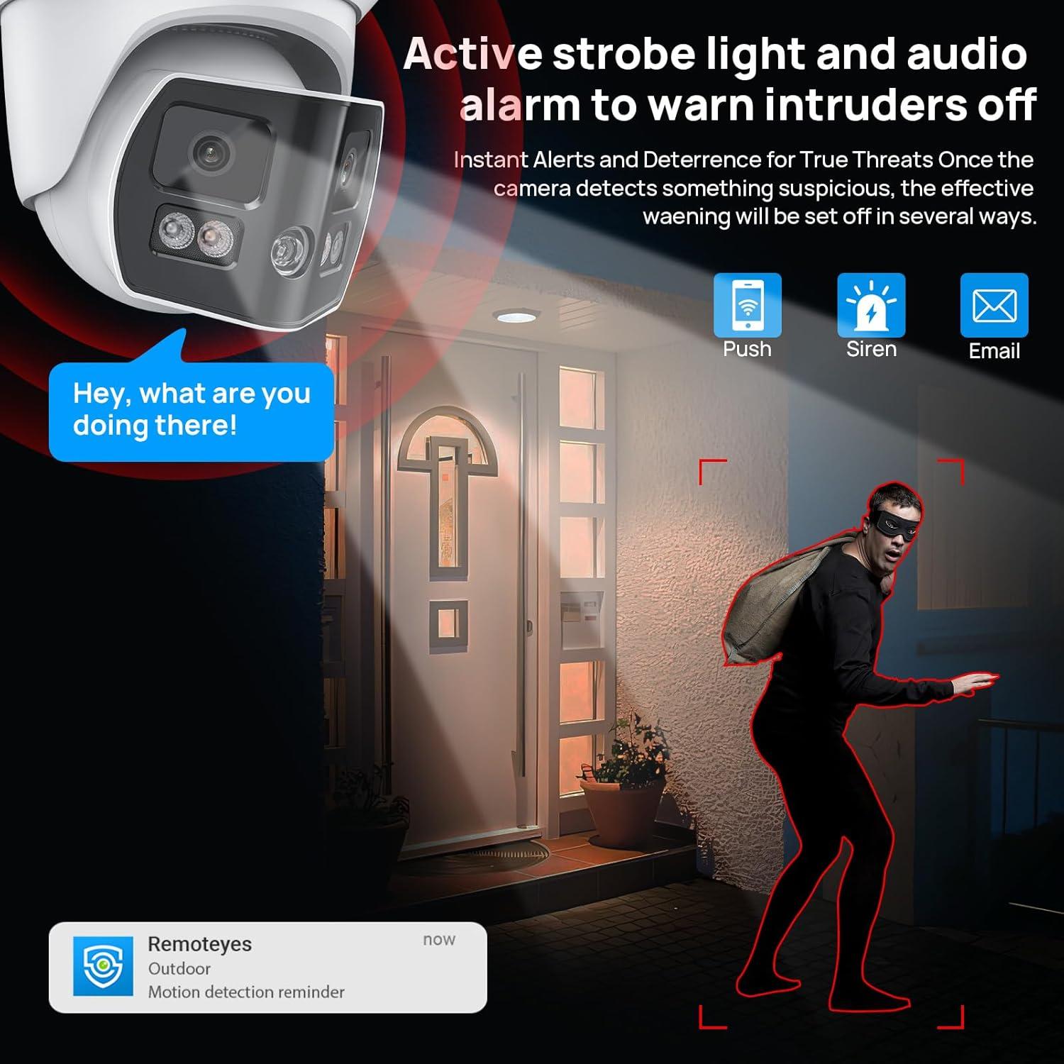 Cámara de Seguridad IP PoE VIKYLIN 8MP Doble Lente 180°