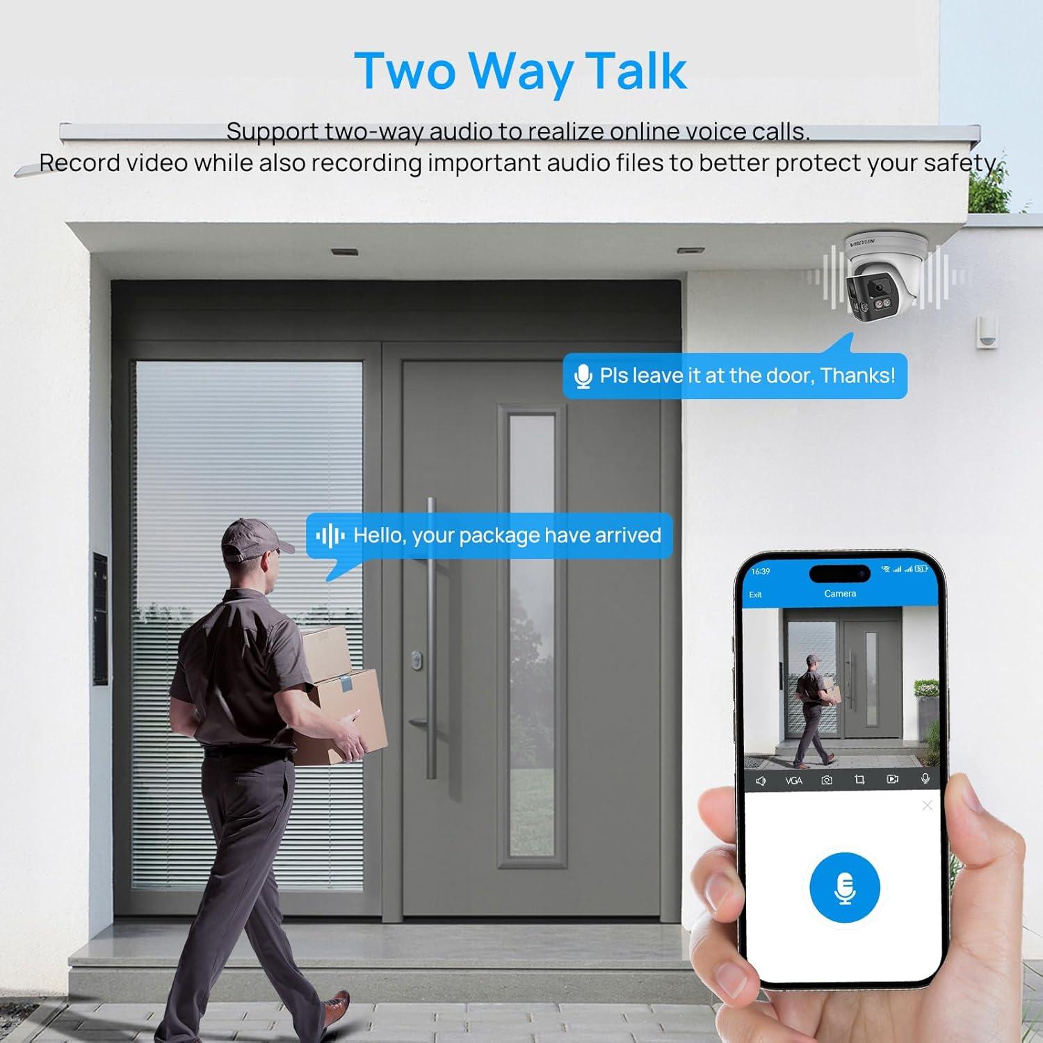 Cámara de Seguridad IP PoE VIKYLIN 8MP Doble Lente 180°