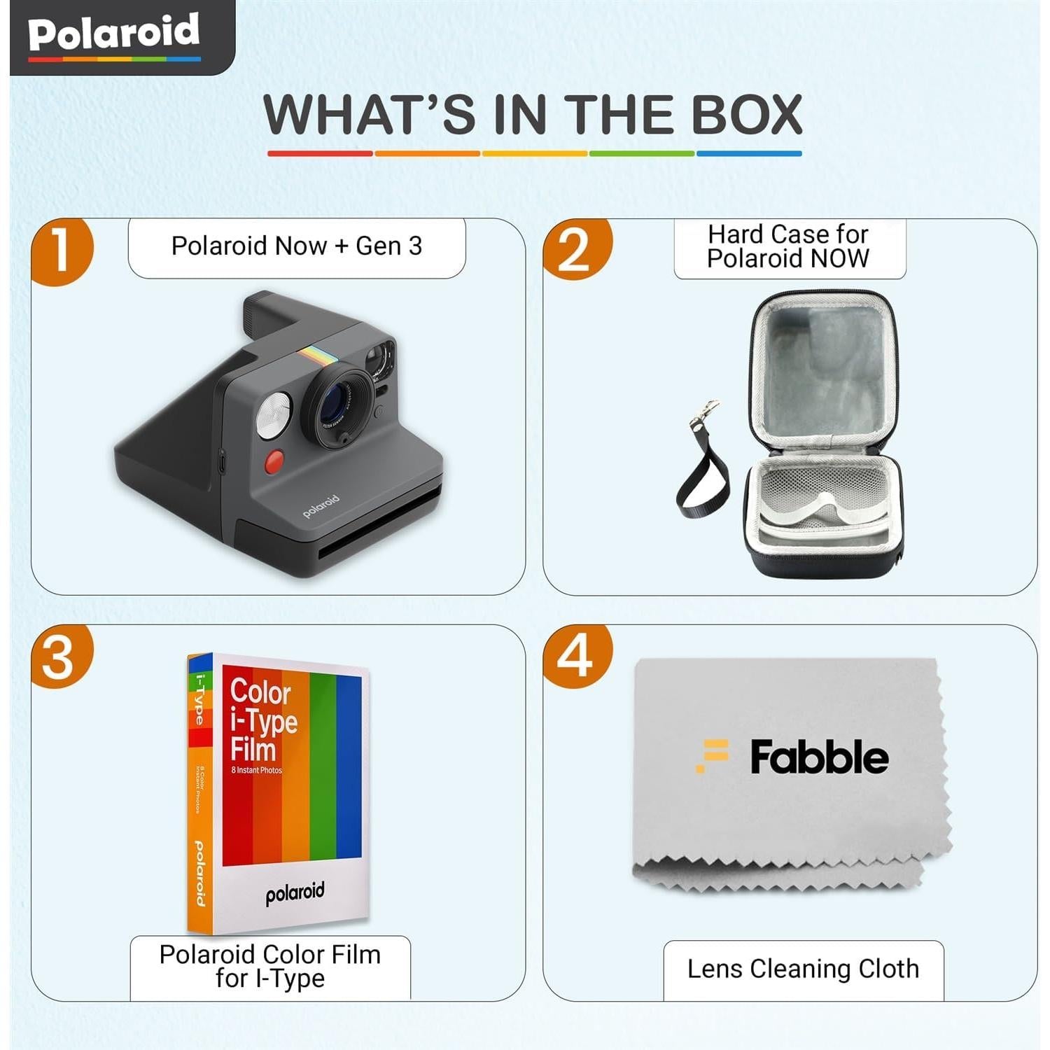 Cámara Instantánea Polaroid Now Gen 3 I-Type Negro + Película 8 Exposiciones