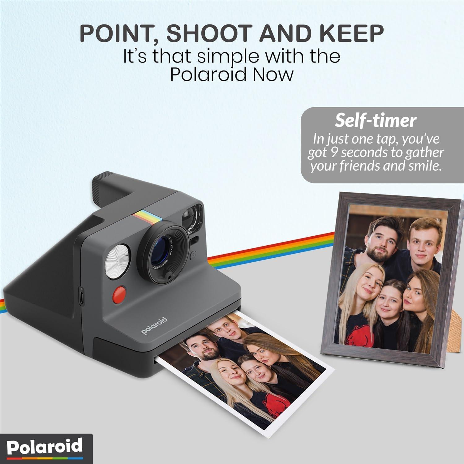 Cámara Instantánea Polaroid Now Gen 3 I-Type Negro + Película 8 Exposiciones