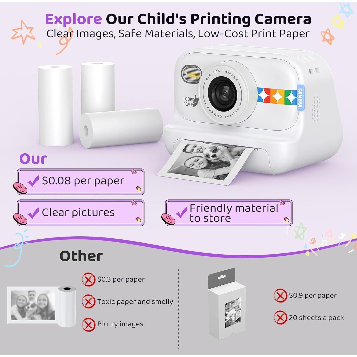 Cámara Instantánea para Niños Orantronx FBA-Instant 48MP 1080P