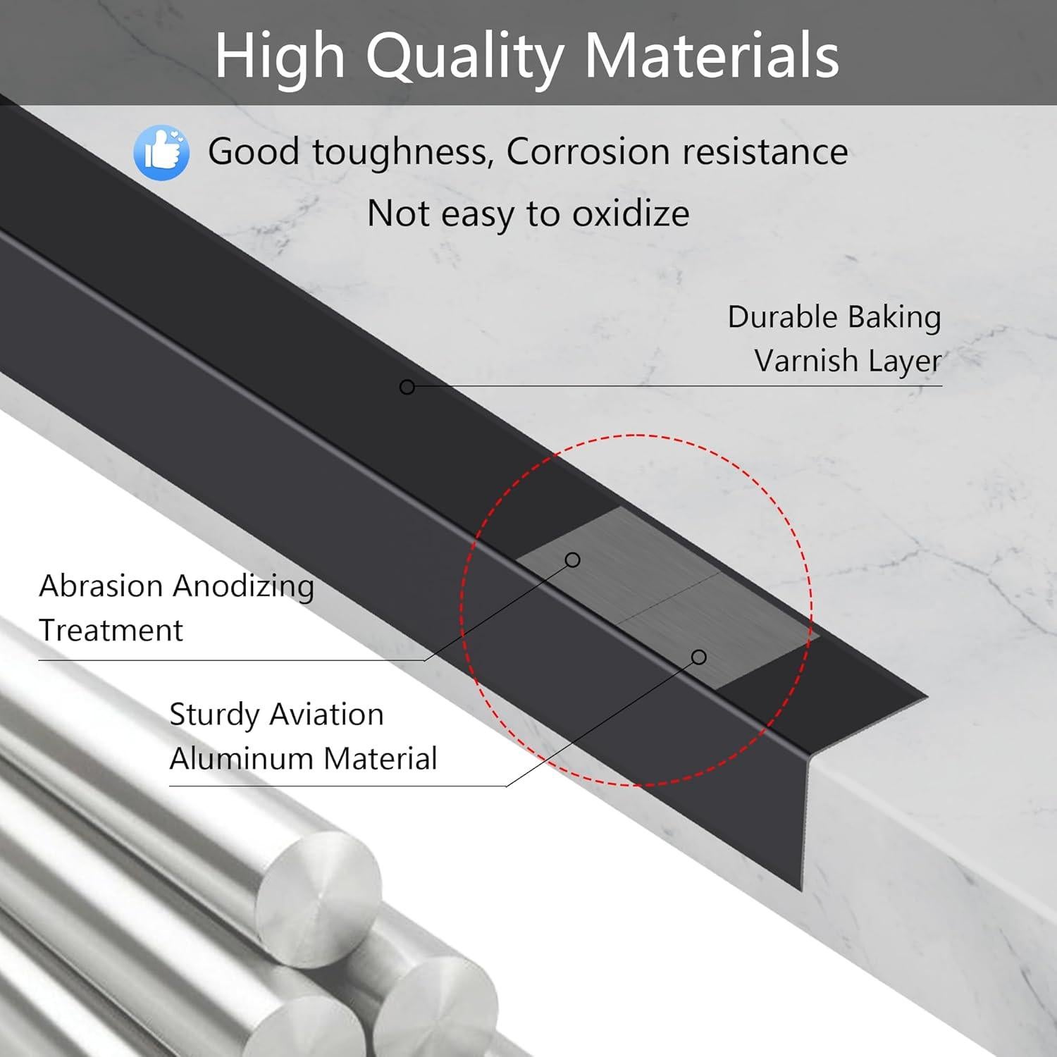 10 Piezas Protectores de Esquinas de Aluminio Negro 121.9 cm