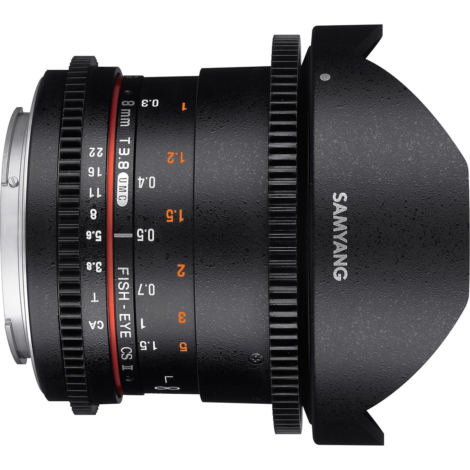 Lente de Video Samyang 8mm T3.8 para DSLR Canon - Enfoque Manual
