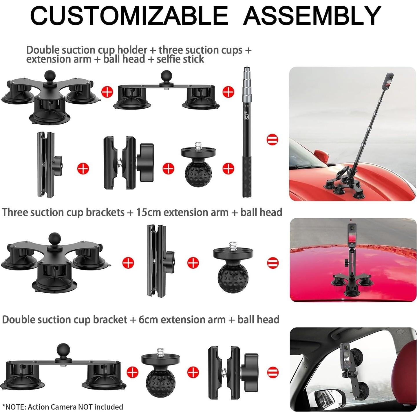 Soporte de Succión TsOnaRegion para Insta360 y GoPro Max - 150 cm
