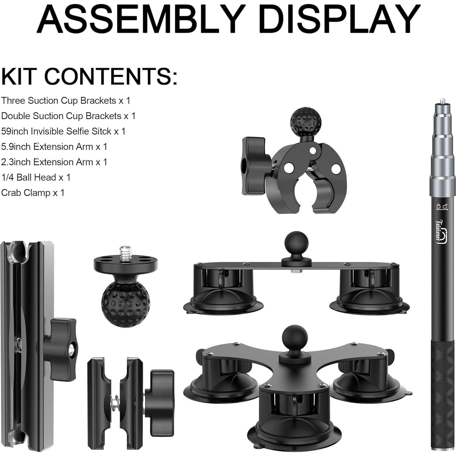 Soporte de Succión TsOnaRegion para Insta360 y GoPro Max - 150 cm