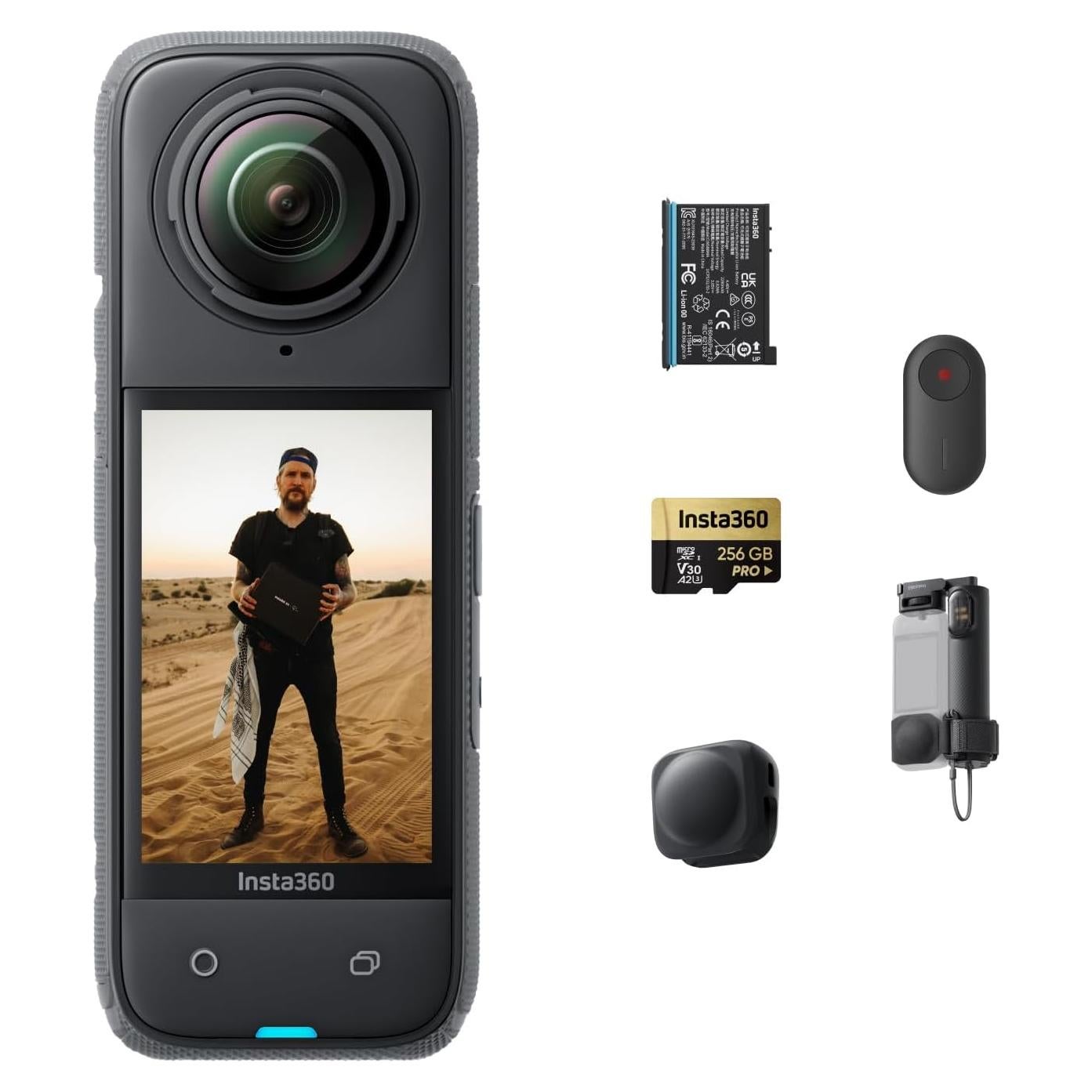 X4 Peter McKinnon - Waterproof 8K 360 Action Camera, 4K Wide-Angle Video, Invisible Selfie Stick Effect, Removable Lens Guards, 135 Min Battery Life, AI Editing, Stabilization