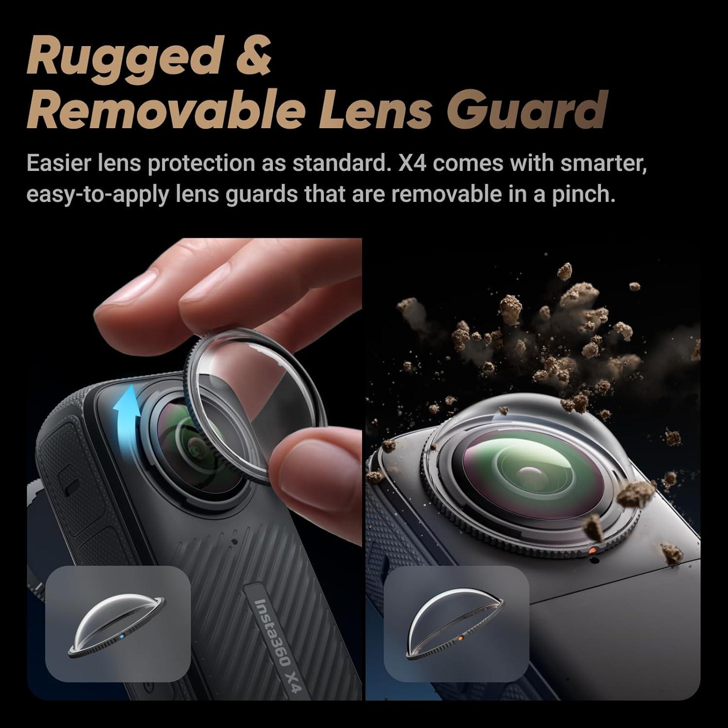 X4 Peter McKinnon - Waterproof 8K 360 Action Camera, 4K Wide-Angle Video, Invisible Selfie Stick Effect, Removable Lens Guards, 135 Min Battery Life, AI Editing, Stabilization