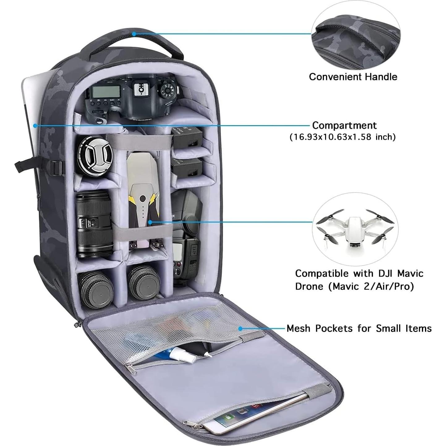 Mochila para cámara MOSISO impermeable con soporte para trípode