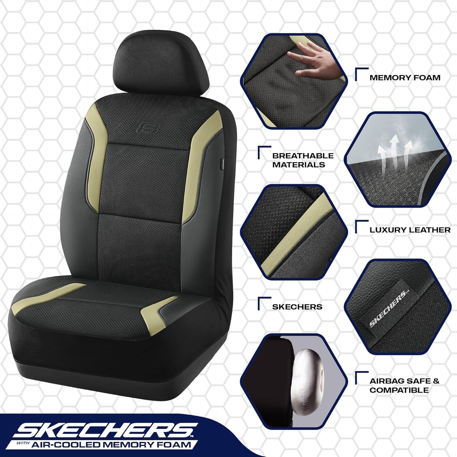 Funda de Asiento de Coche Skechers con Espuma de Memoria Beige