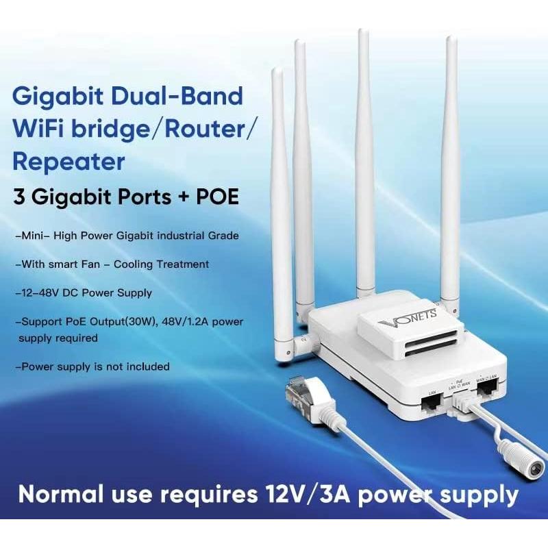 Puente/Ruteador Industrial VONETS VAR1200 Gigabit 1200Mbps