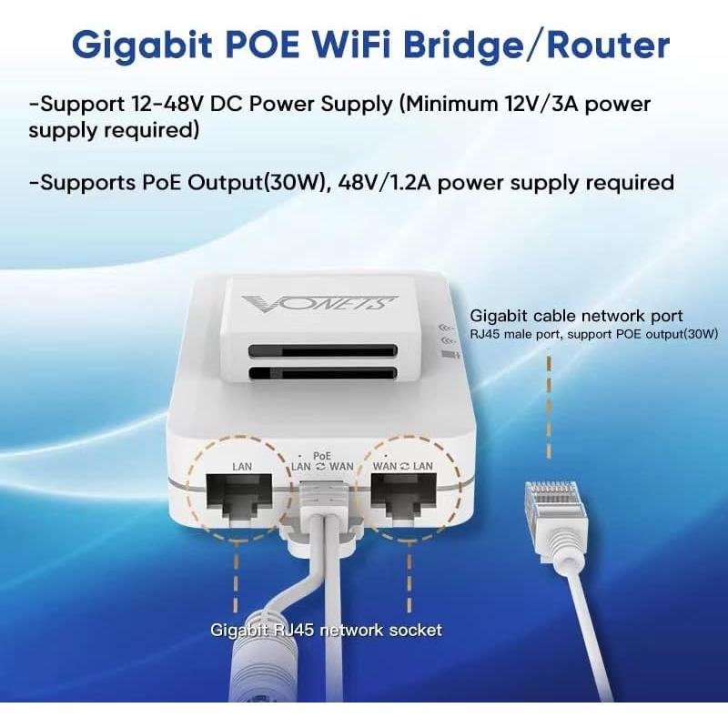 Puente/Ruteador Industrial VONETS VAR1200 Gigabit 1200Mbps