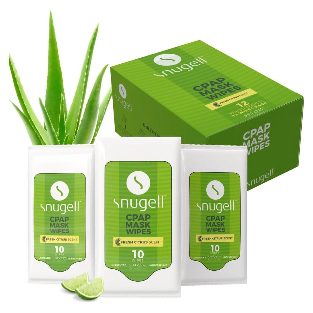 Toallitas de CPAP Snugell 100% Algodón 120 Hojas Aroma Cítricos