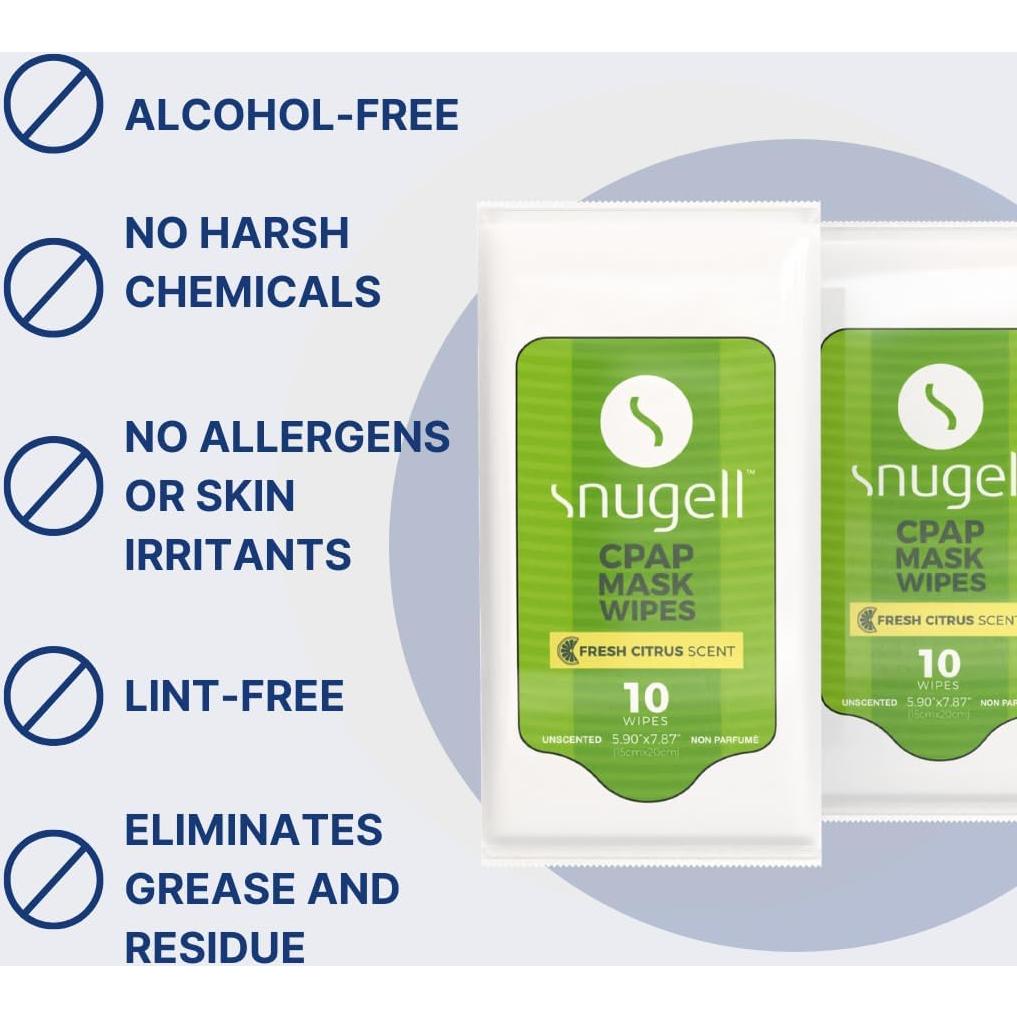 Toallitas de CPAP Snugell 100% Algodón 120 Hojas Aroma Cítricos