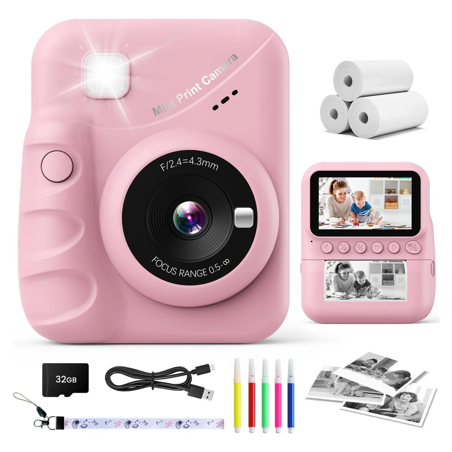 Cámara Instantánea CalineGam M9 Rosa 48MP Pantalla 3"